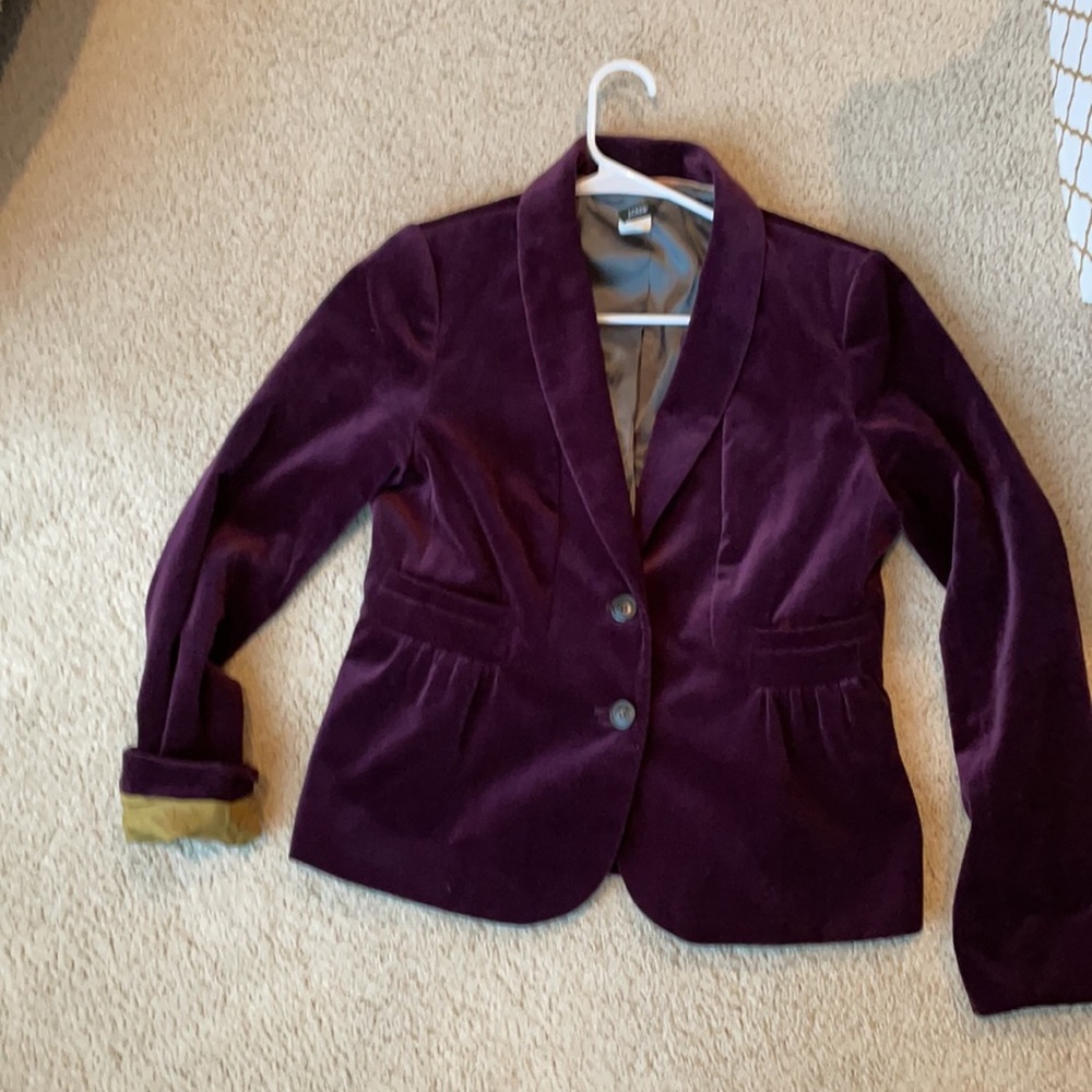 JCrew velvet Peplum blazer gorgeous jewel tone!